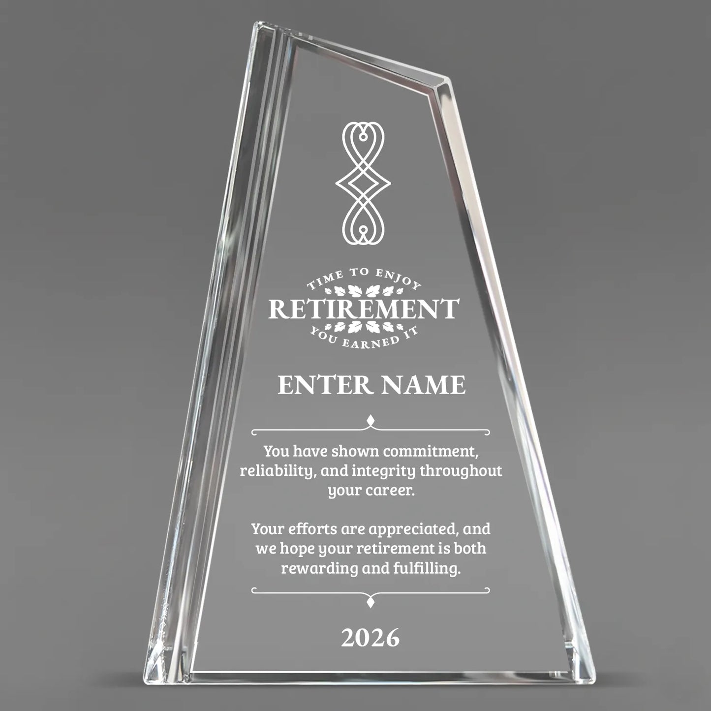 Retirement Awards - Crystal Peak Awards - Personalize Online – Choose From 5 Designs