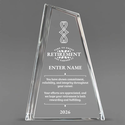 Retirement Awards - Crystal Peak Awards - Personalize Online – Choose From 5 Designs
