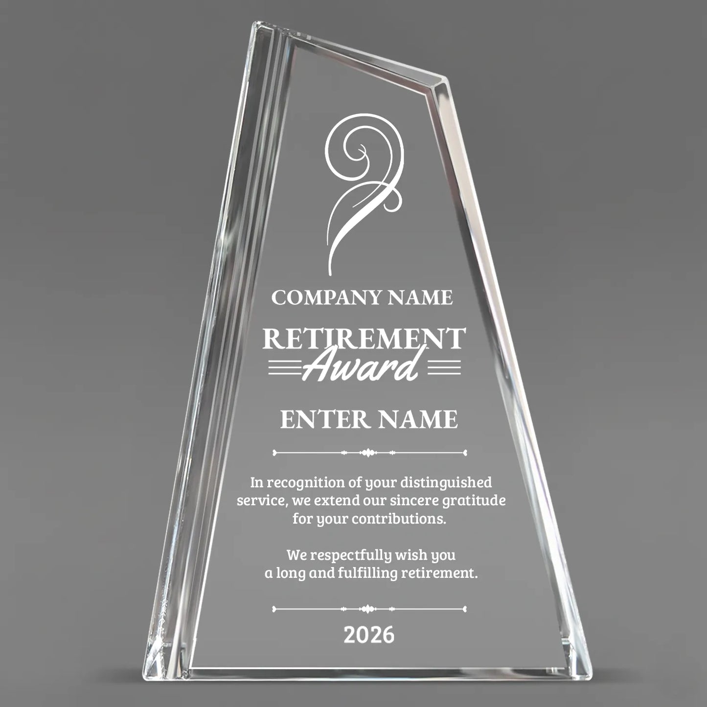 Retirement Awards - Crystal Peak Awards - Personalize Online – Choose From 5 Designs