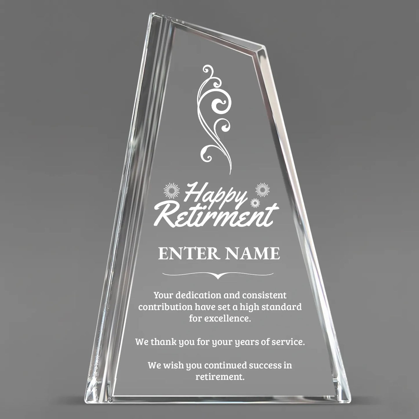Retirement Awards - Crystal Peak Awards - Personalize Online – Choose From 5 Designs