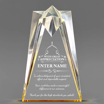 Appreciation Awards - Gold Sculpted Star Acrylic Awards - Personalize Online – Choose From 5 Designs