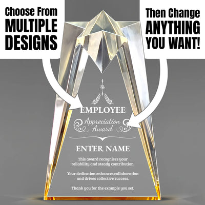 Employee Appreciation Awards - Gold Sculpted Star Acrylic Awards - Personalize Online – Choose From 5 Designs