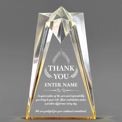 Thank You Awards - Gold Sculpted Star Acrylic Awards - Personalize Online – Choose From 5 Designs