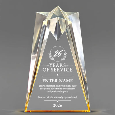 Long Service Awards - Gold Sculpted Star Acrylic Awards - Personalize Online – Choose From 5 Designs