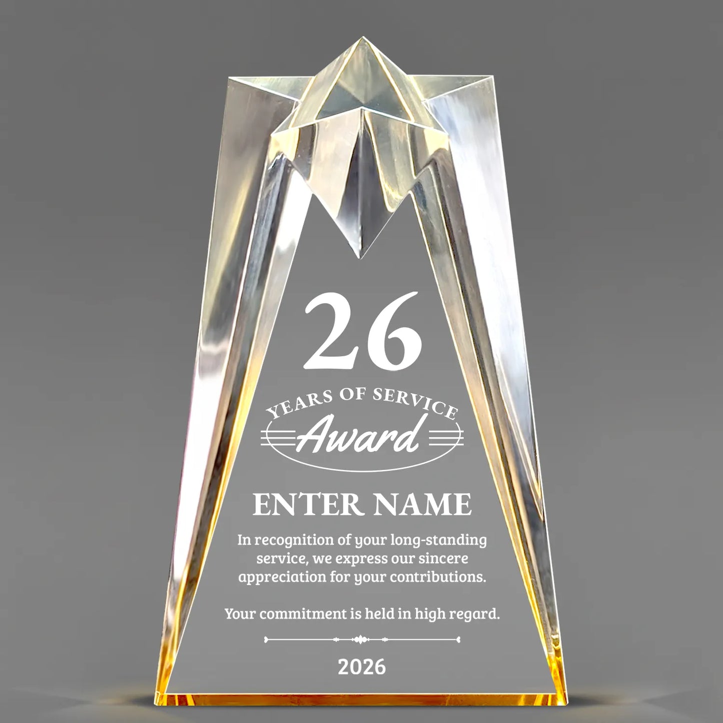 Long Service Awards - Gold Sculpted Star Acrylic Awards - Personalize Online – Choose From 5 Designs