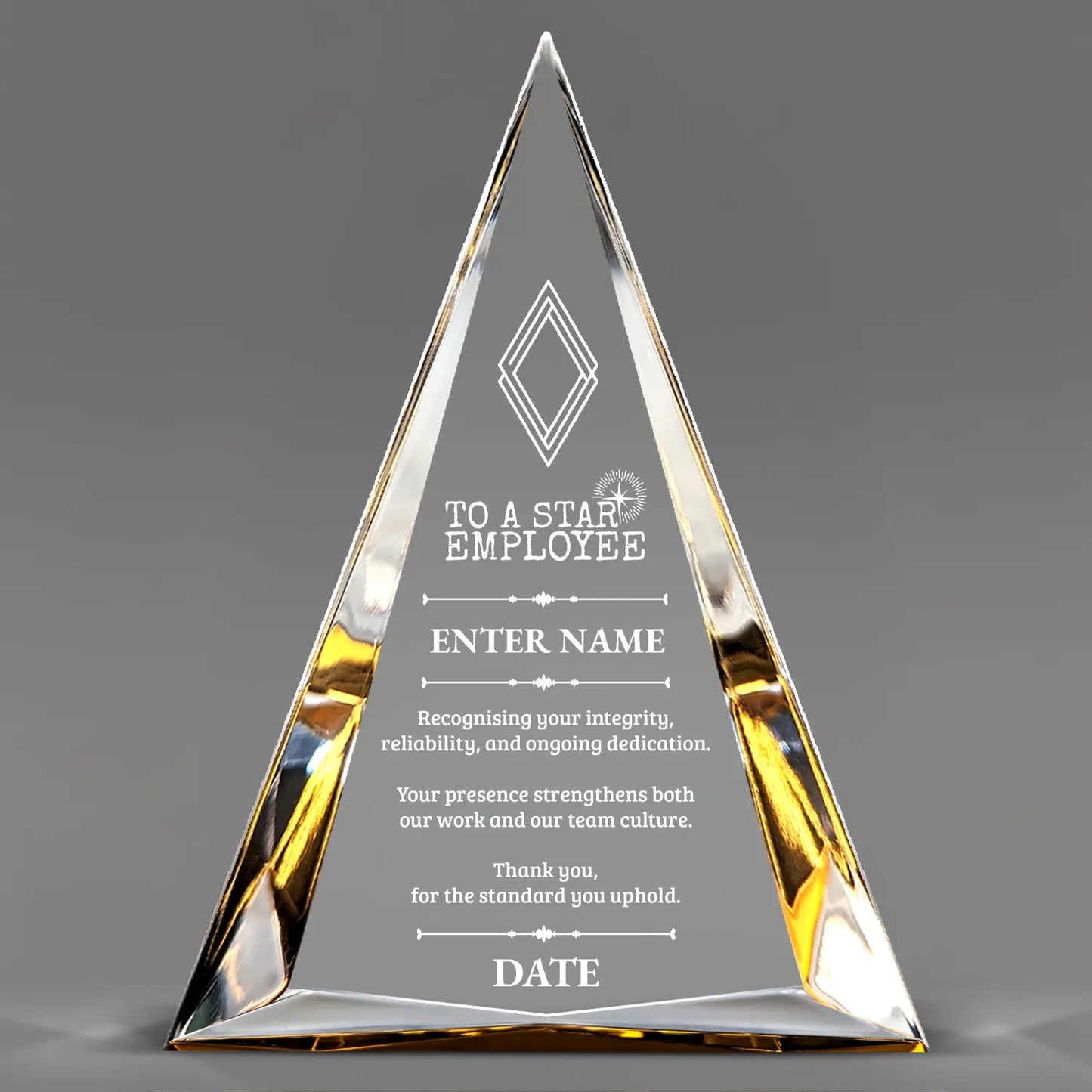 Employee Appreciation Awards - Gold Pinnacle Acrylic Awards - Personalize Online – Choose From 5 Designs