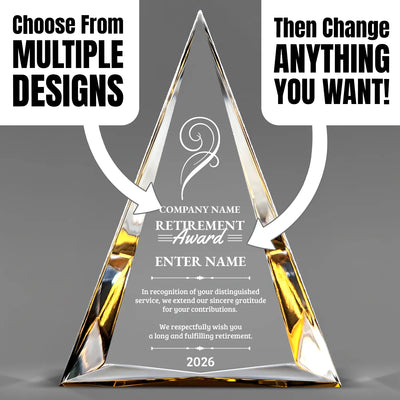 Retirement Awards - Gold Pinnacle Acrylic Awards - Personalize Online – Choose From 5 Designs