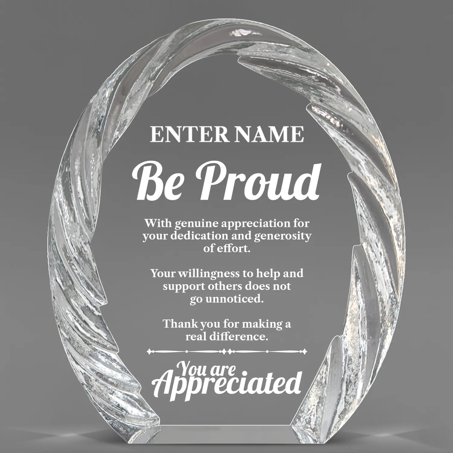 Appreciation Awards - Oval Crystal with Decorative Edge Awards - Personalize Online – Choose From 5 Designs