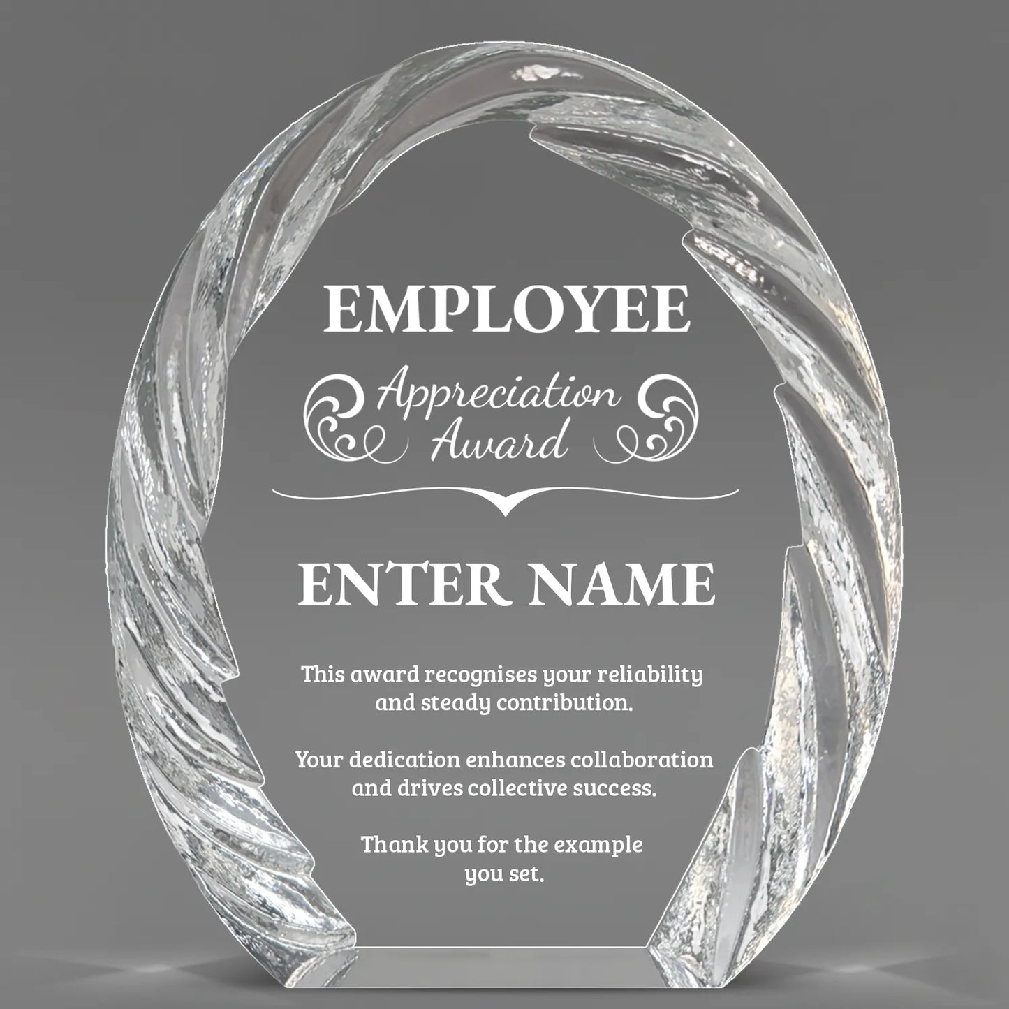 Employee Appreciation Awards - Oval Crystal with Decorative Edge Awards - Personalize Online – Choose From 5 Designs
