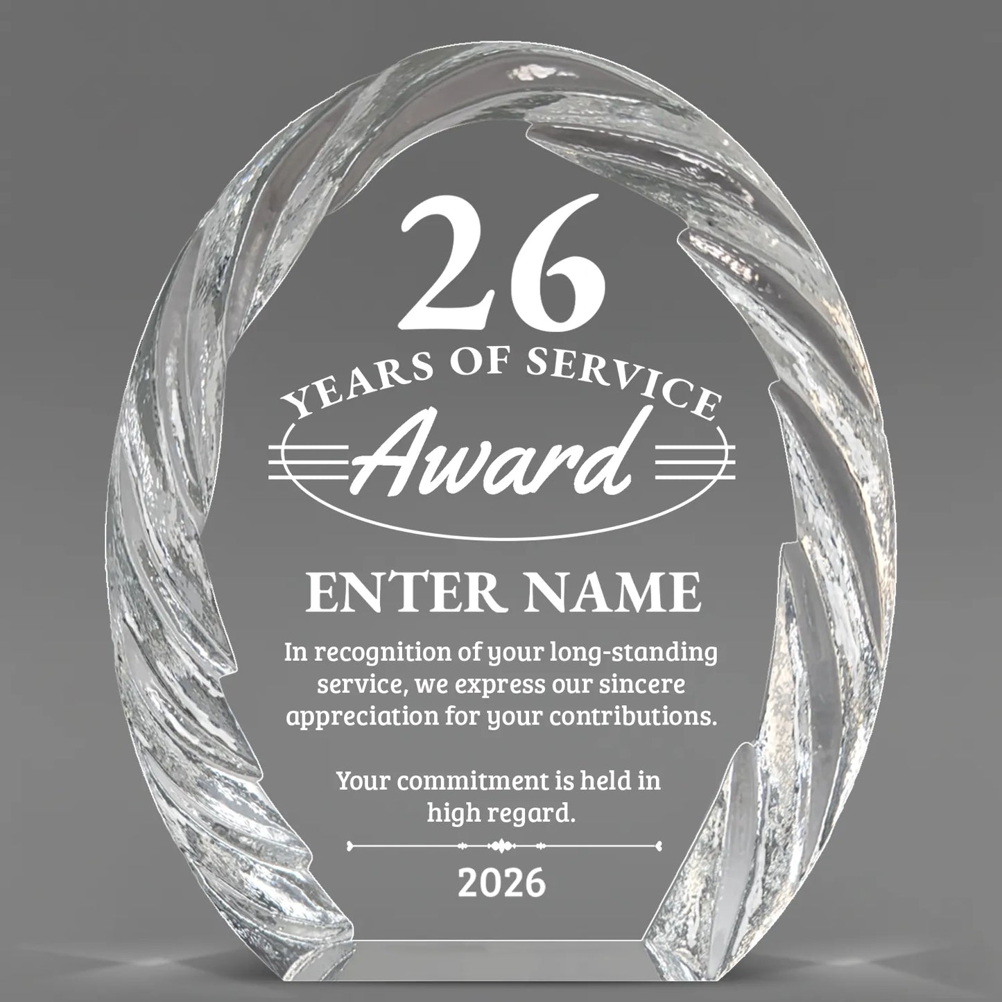 Long Service Awards - Oval Crystal with Decorative Edge Awards - Personalize Online – Choose From 5 Designs