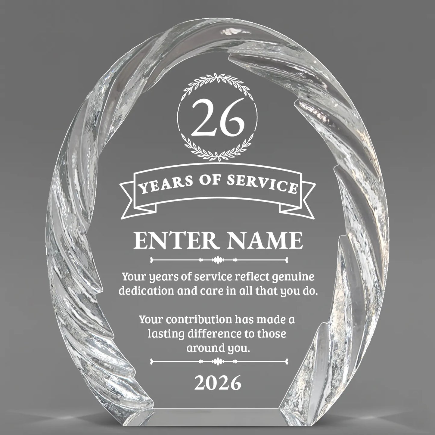 Long Service Awards - Oval Crystal with Decorative Edge Awards - Personalize Online – Choose From 5 Designs