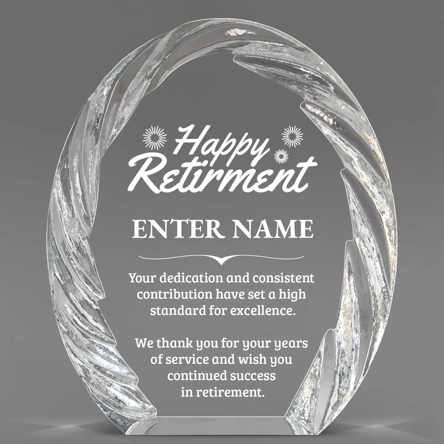 Retirement Awards - Oval Crystal with Decorative Edge Awards - Personalize Online – Choose From 5 Designs