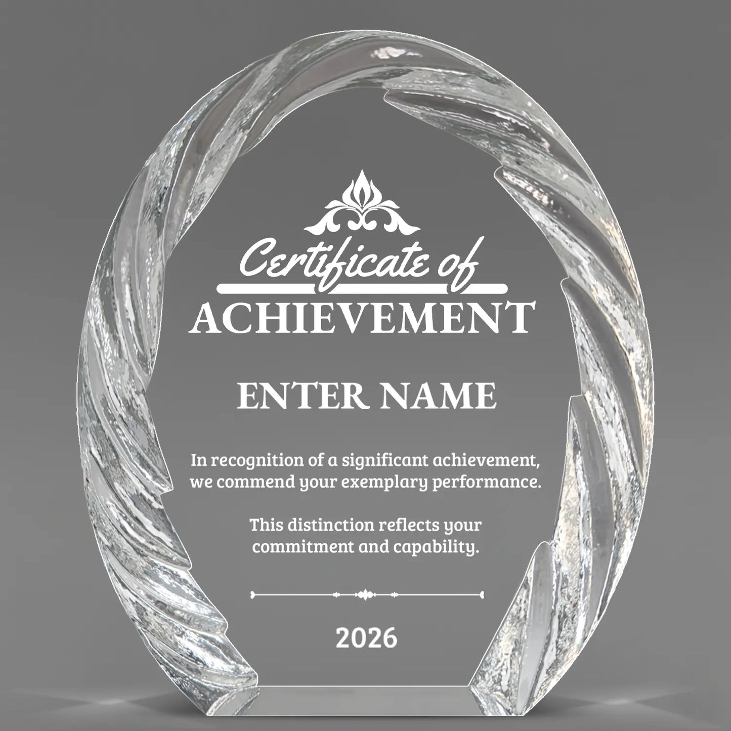 Achievement Awards - Oval Crystal with Decorative Edge Awards - Personalize Online – Choose From 5 Designs