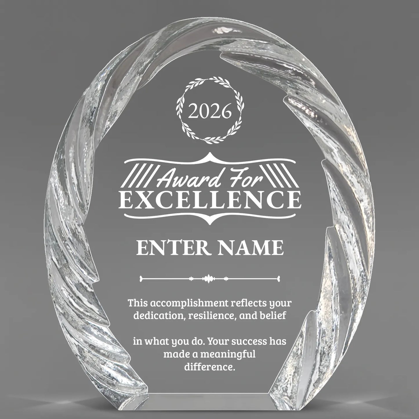 Achievement Awards - Oval Crystal with Decorative Edge Awards - Personalize Online – Choose From 5 Designs