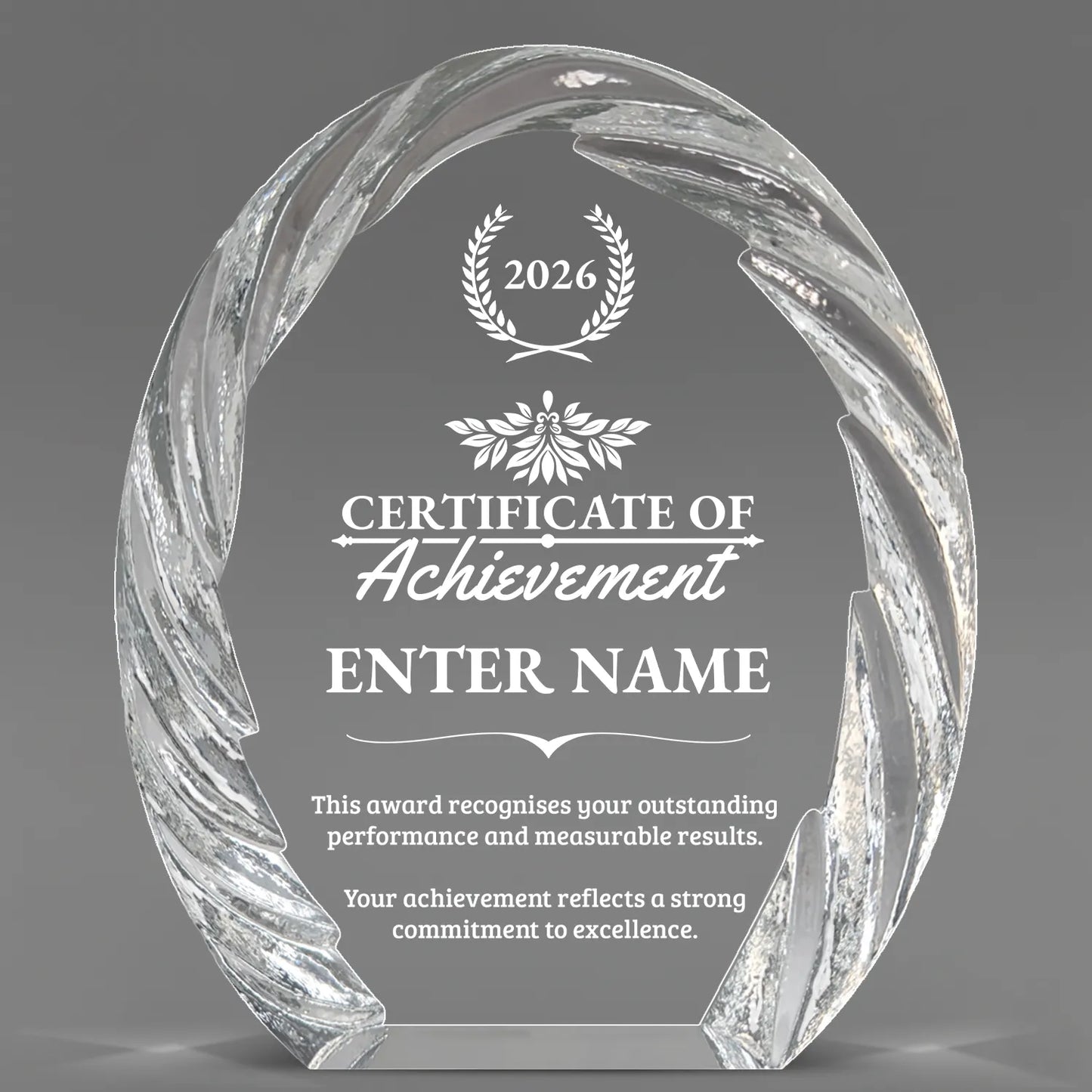 Achievement Awards - Oval Crystal with Decorative Edge Awards - Personalize Online – Choose From 5 Designs
