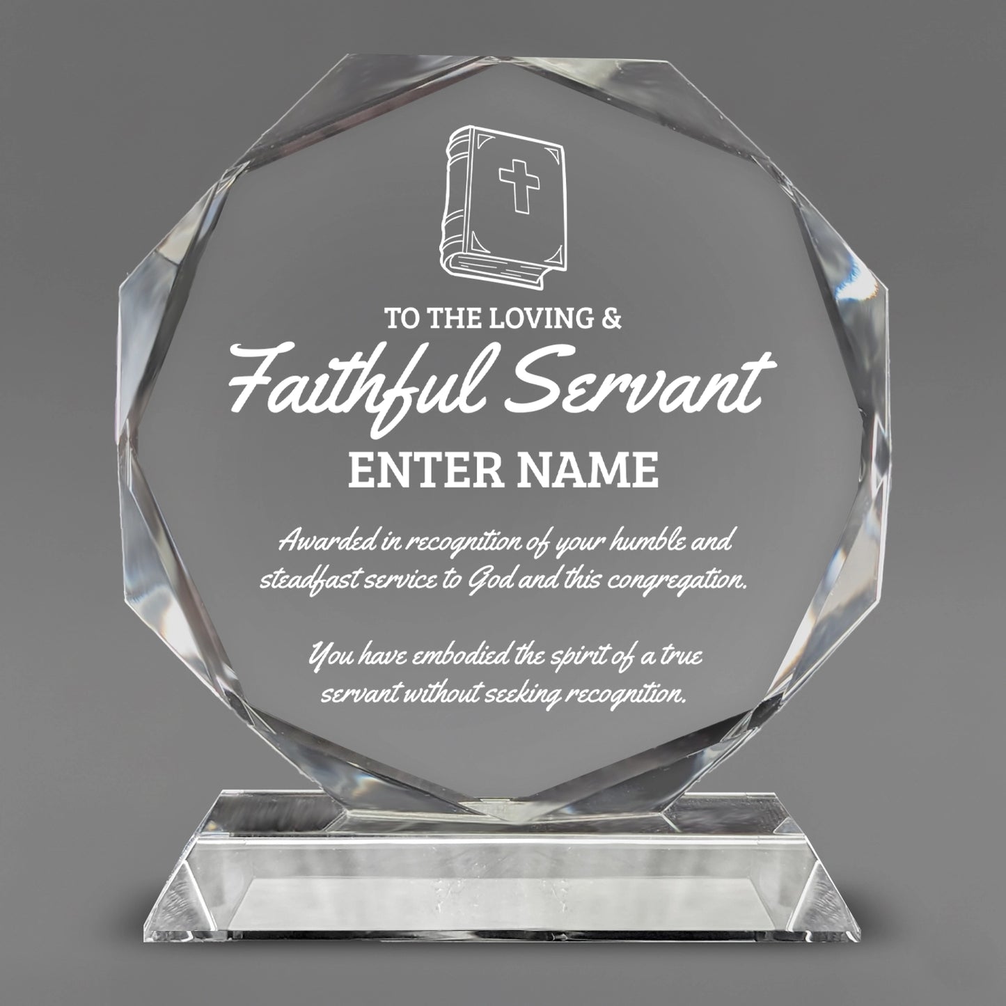 Church Awards - Crystal Glass Octagon Awards - Personalize Online – Choose From 5 Designs