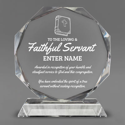 Church Awards - Crystal Glass Octagon Awards - Personalize Online – Choose From 5 Designs