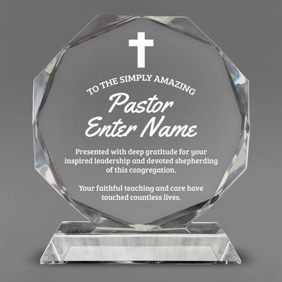 Church Awards - Crystal Glass Octagon Awards - Personalize Online – Choose From 5 Designs