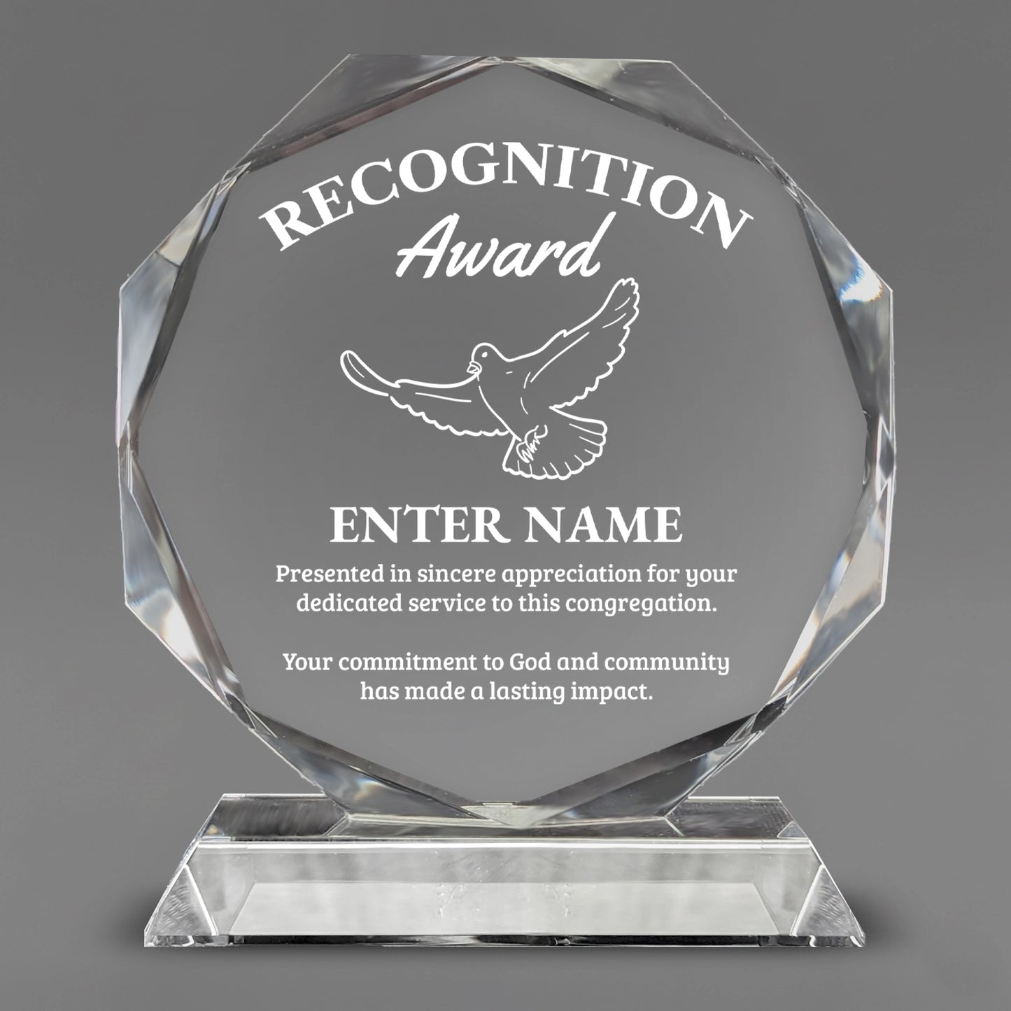 Church Awards - Crystal Glass Octagon Awards - Personalize Online – Choose From 5 Designs