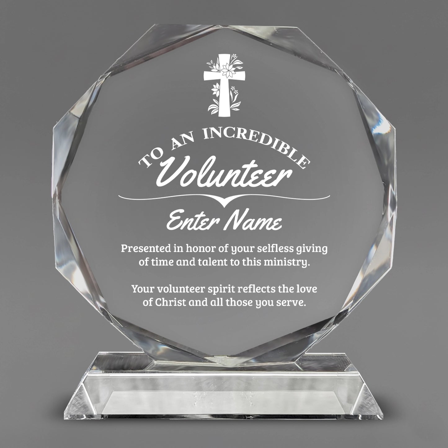 Church Awards - Crystal Glass Octagon Awards - Personalize Online – Choose From 5 Designs