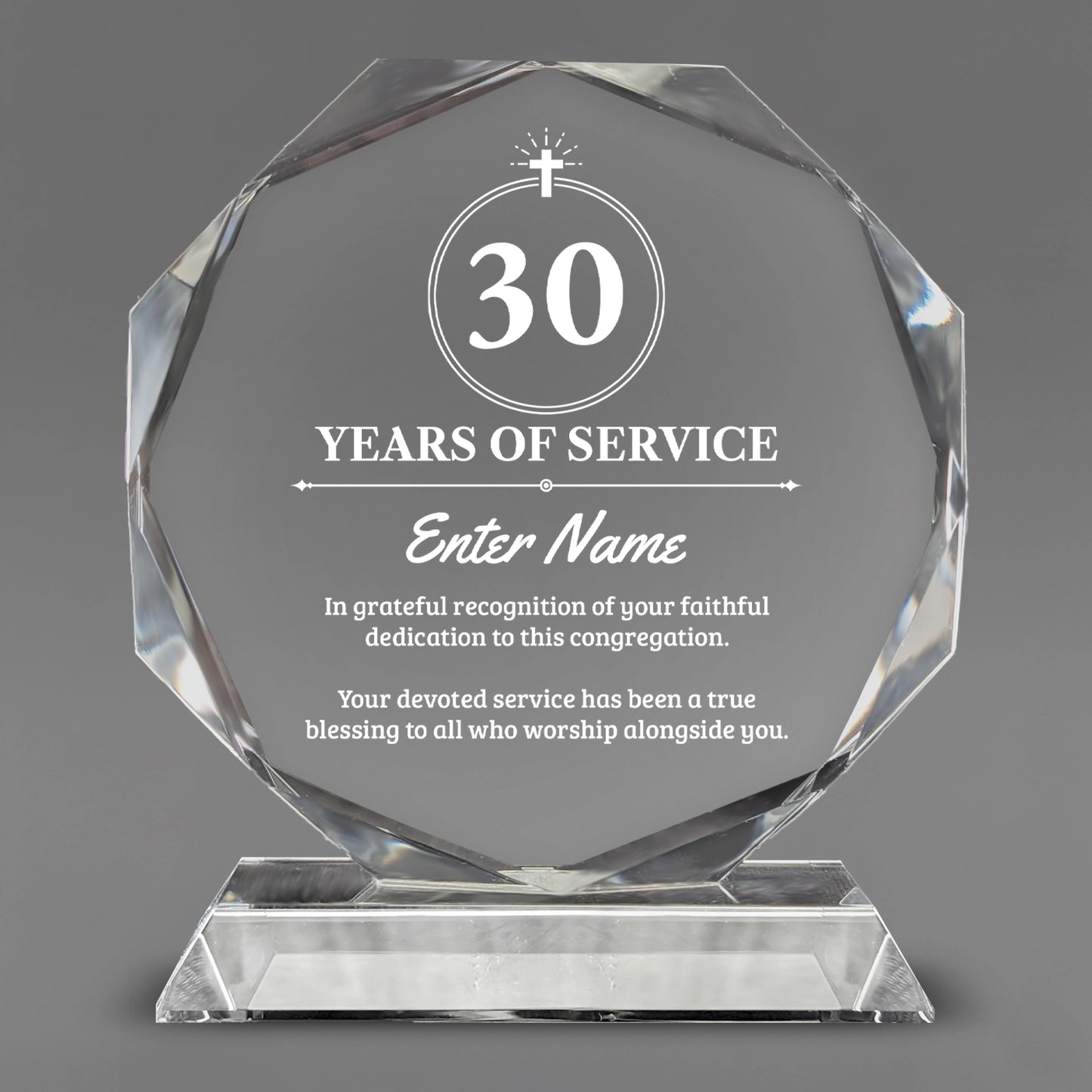 Church Awards - Crystal Glass Octagon Awards - Personalize Online – Choose From 5 Designs