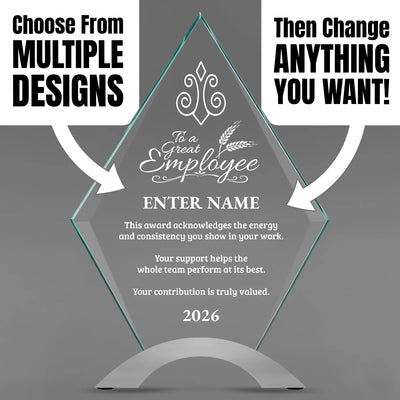 Employee Appreciation Awards - Diamond Cosmic Acrylic Awards - Personalize Online – Choose From 5 Designs