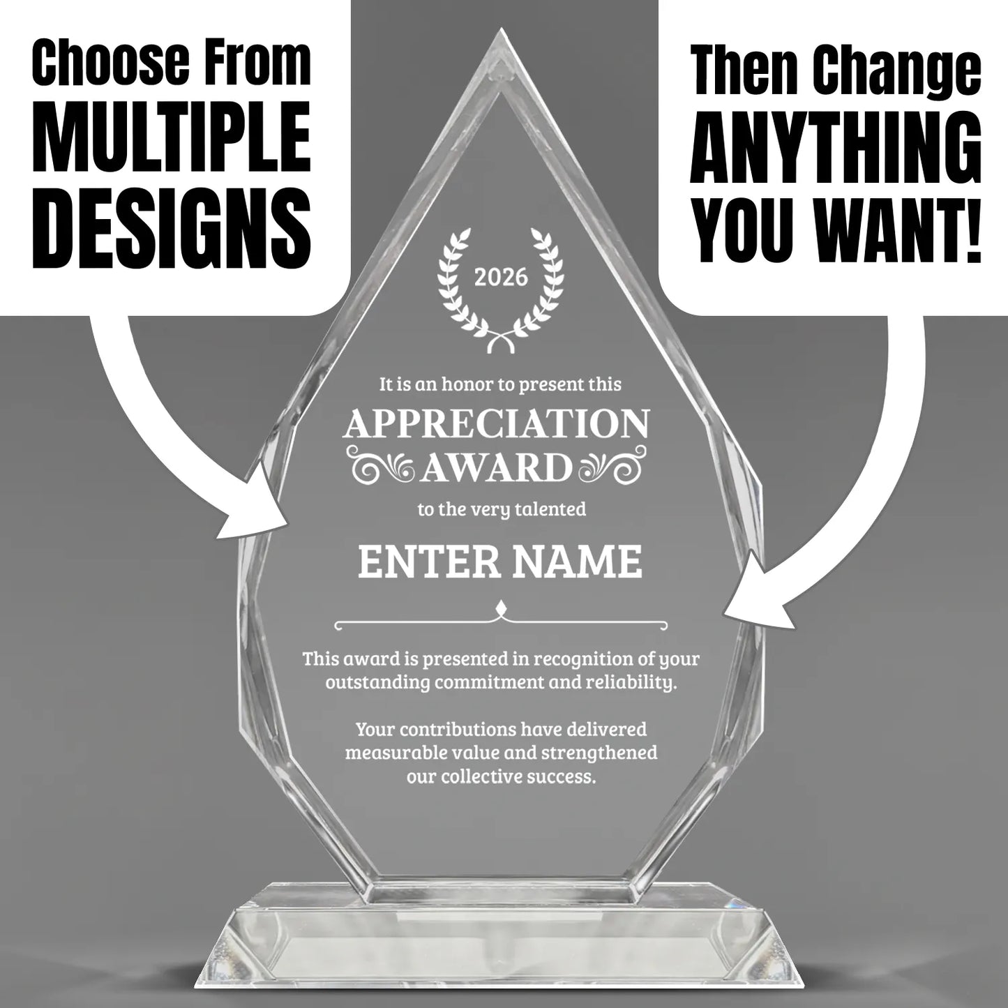 Appreciation Awards - Optic Crystal Royal Diamond Awards - Personalize Online – Choose From 5 Designs
