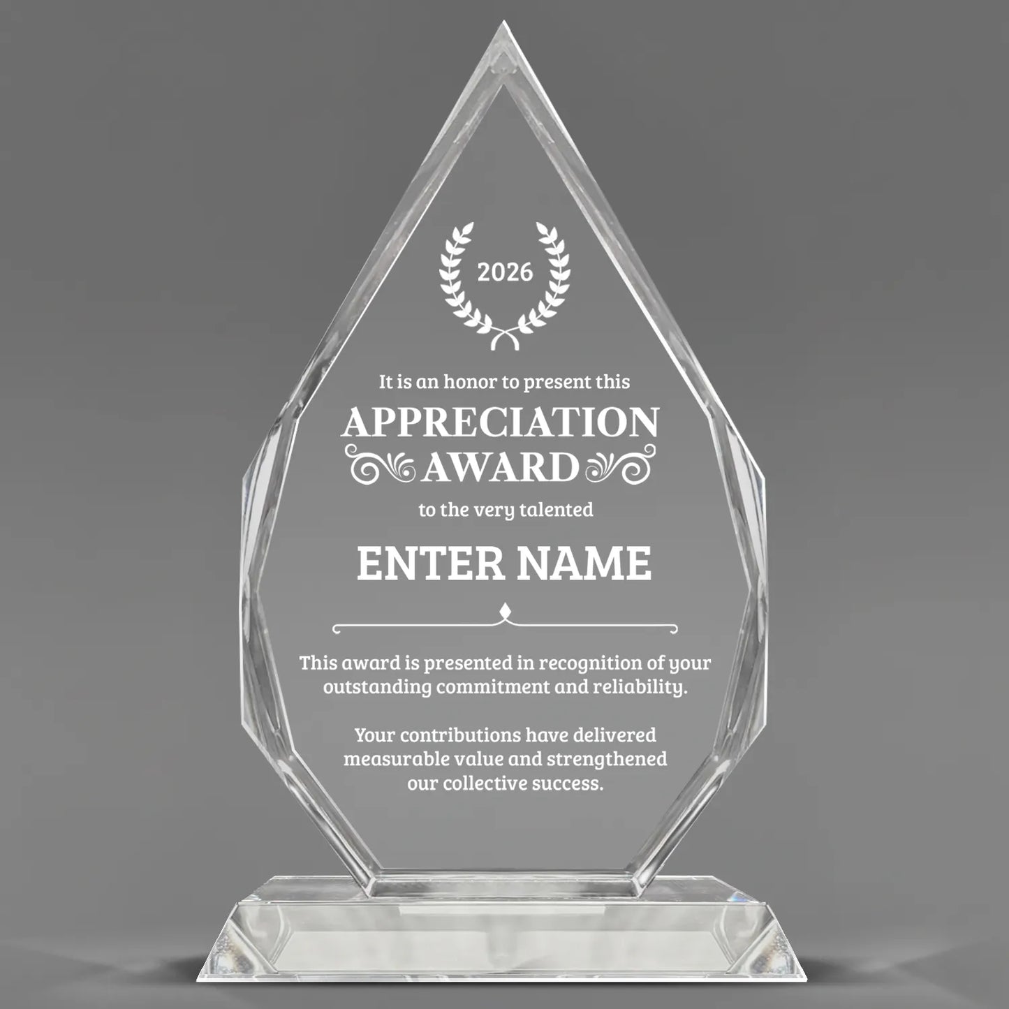 Appreciation Awards - Optic Crystal Royal Diamond Awards - Personalize Online – Choose From 5 Designs