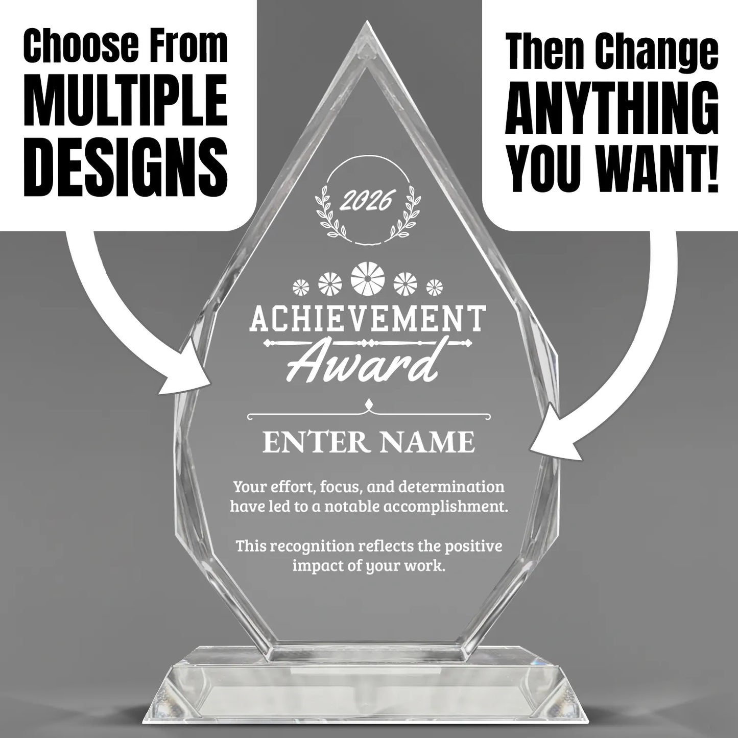 Achievement Awards - Optic Crystal Royal Diamond Awards - Personalize Online – Choose From 5 Designs