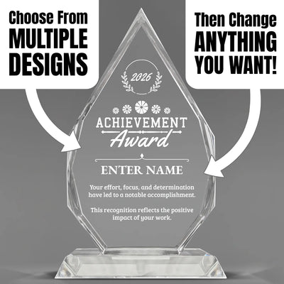 Achievement Awards - Optic Crystal Royal Diamond Awards - Personalize Online – Choose From 5 Designs