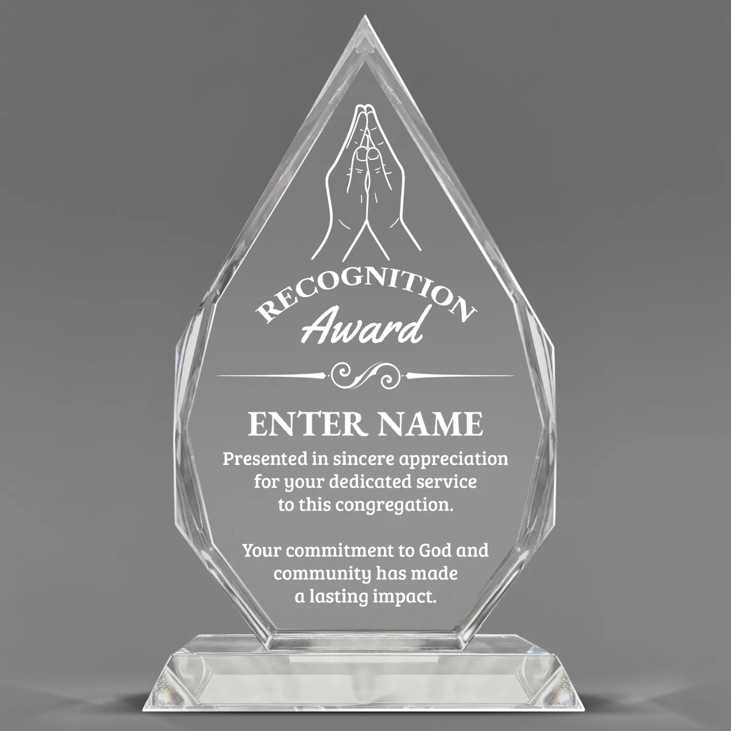 Church Awards - Optic Crystal Royal Diamond Awards - Personalize Online – Choose From 5 Designs