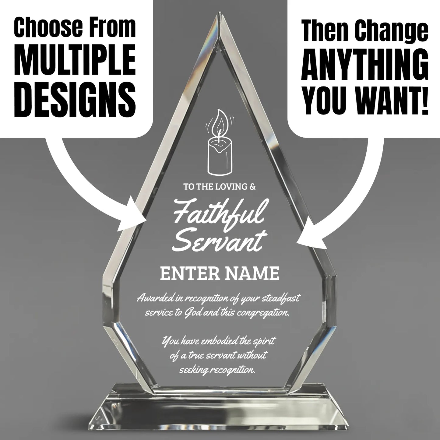 Church Awards - Optic Crystal Arrowhead Awards - Personalize Online – Choose From 5 Designs