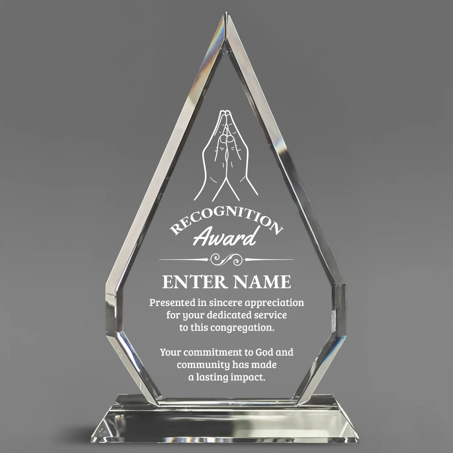 Church Awards - Optic Crystal Arrowhead Awards - Personalize Online – Choose From 5 Designs