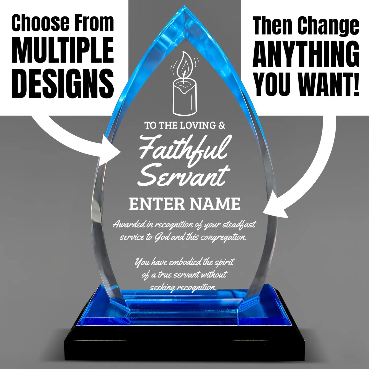 Church Awards - Blue Oval Acrylic Awards - Personalize Online – Choose From 5 Designs
