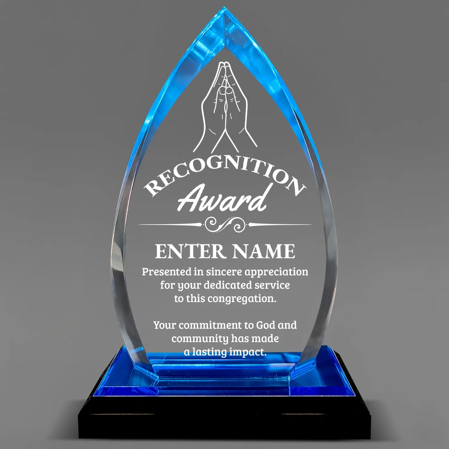 Church Awards - Blue Oval Acrylic Awards - Personalize Online – Choose From 5 Designs