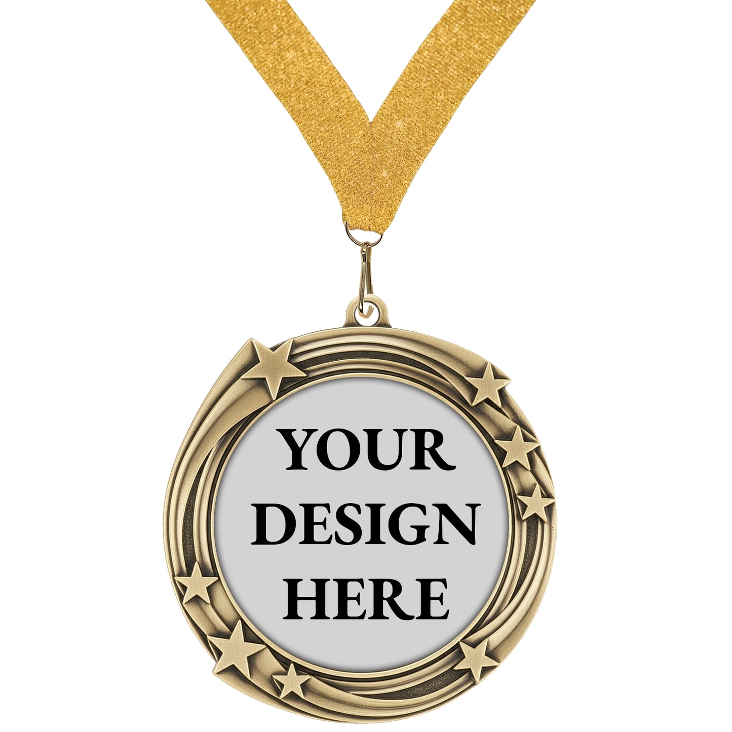 Create Your Own Medal - 2-3/4" Swirling Star Medal with Full-Color Insert