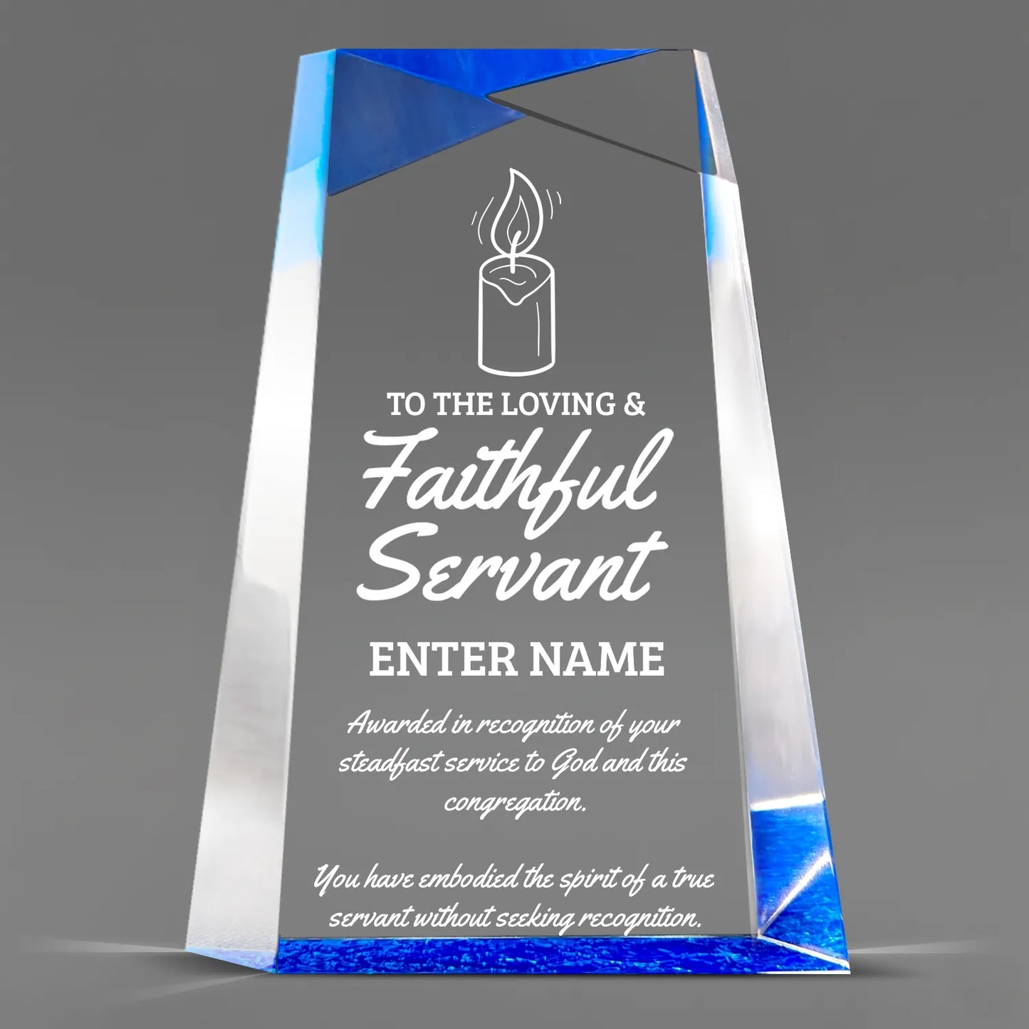 Church Awards - Blue Facet Wedge Acrylic Awards - Personalize Online – Choose From 5 Designs