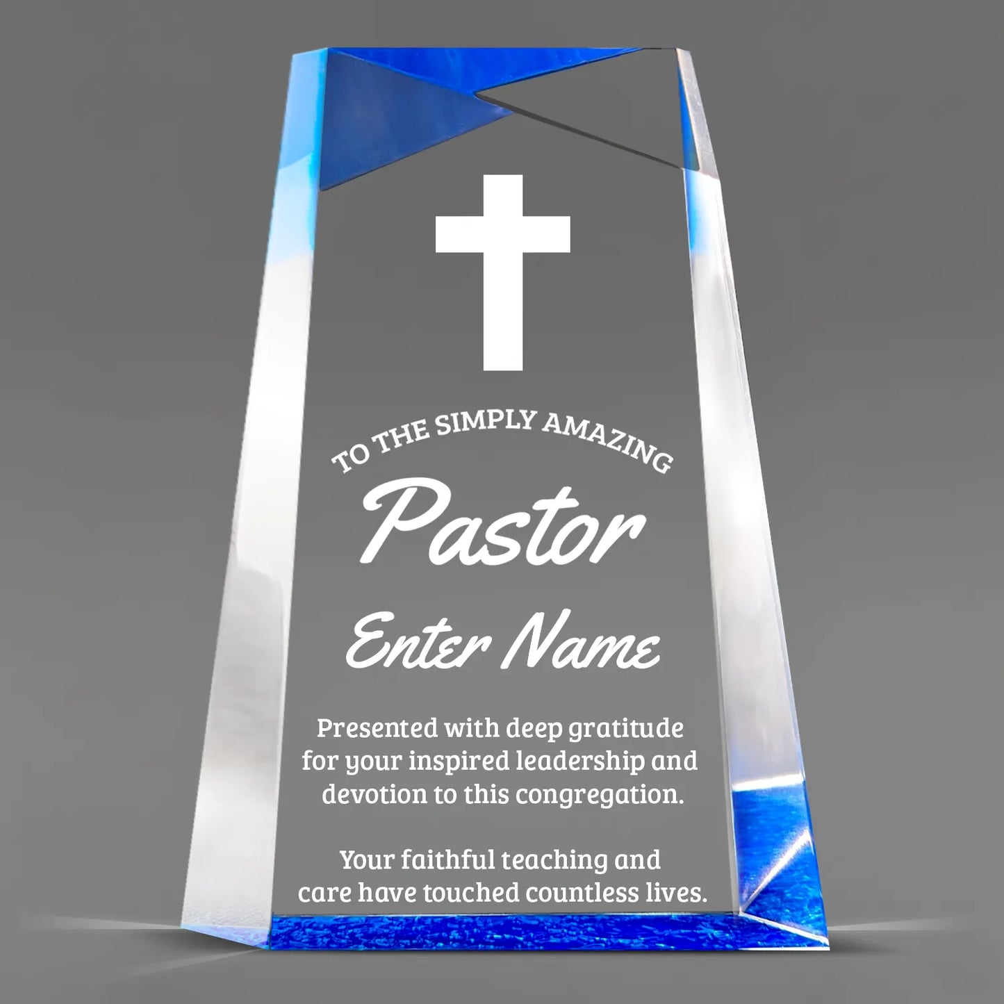 Church Awards - Blue Facet Wedge Acrylic Awards - Personalize Online – Choose From 5 Designs