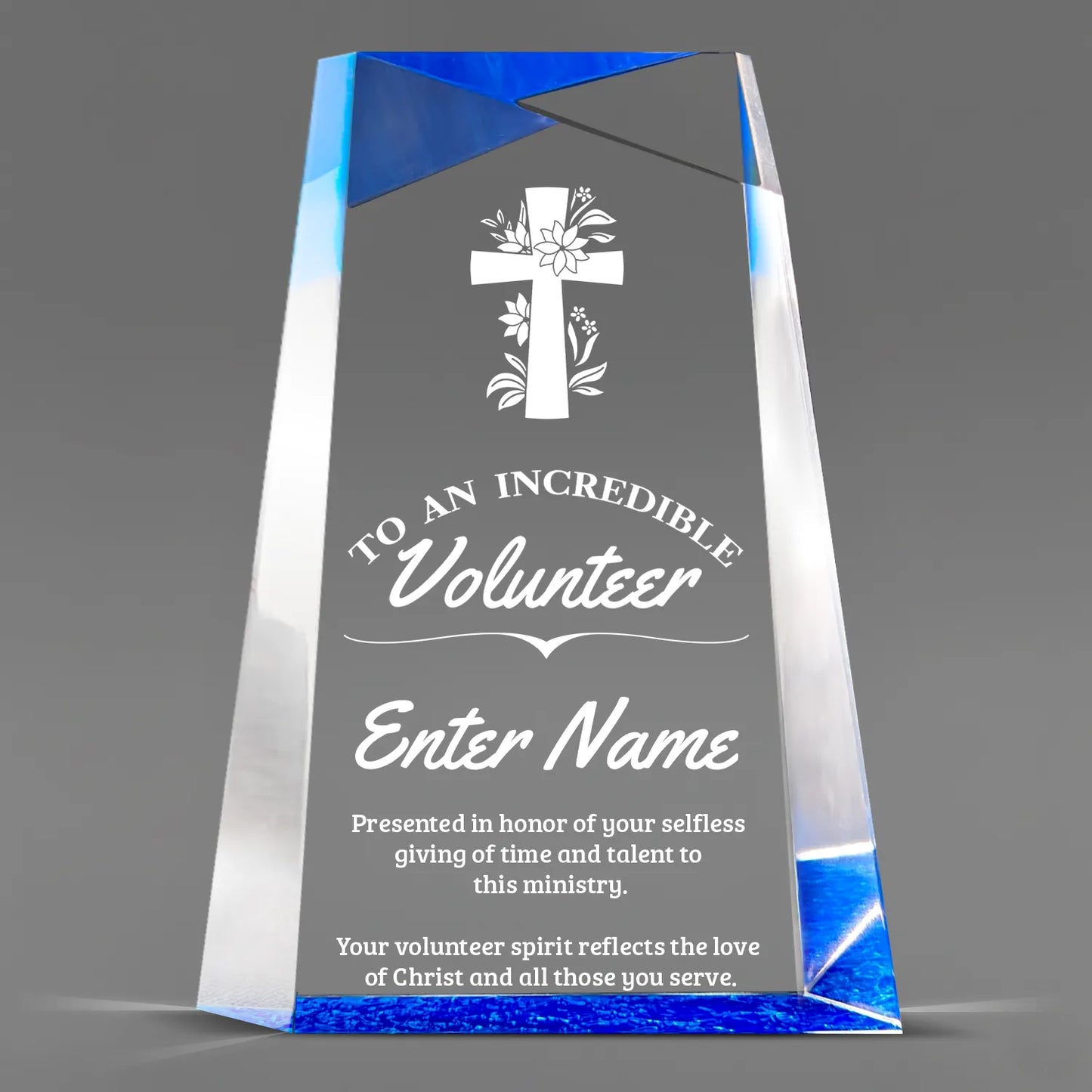 Church Awards - Blue Facet Wedge Acrylic Awards - Personalize Online – Choose From 5 Designs