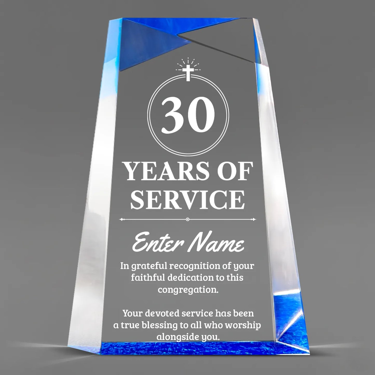 Church Awards - Blue Facet Wedge Acrylic Awards - Personalize Online – Choose From 5 Designs