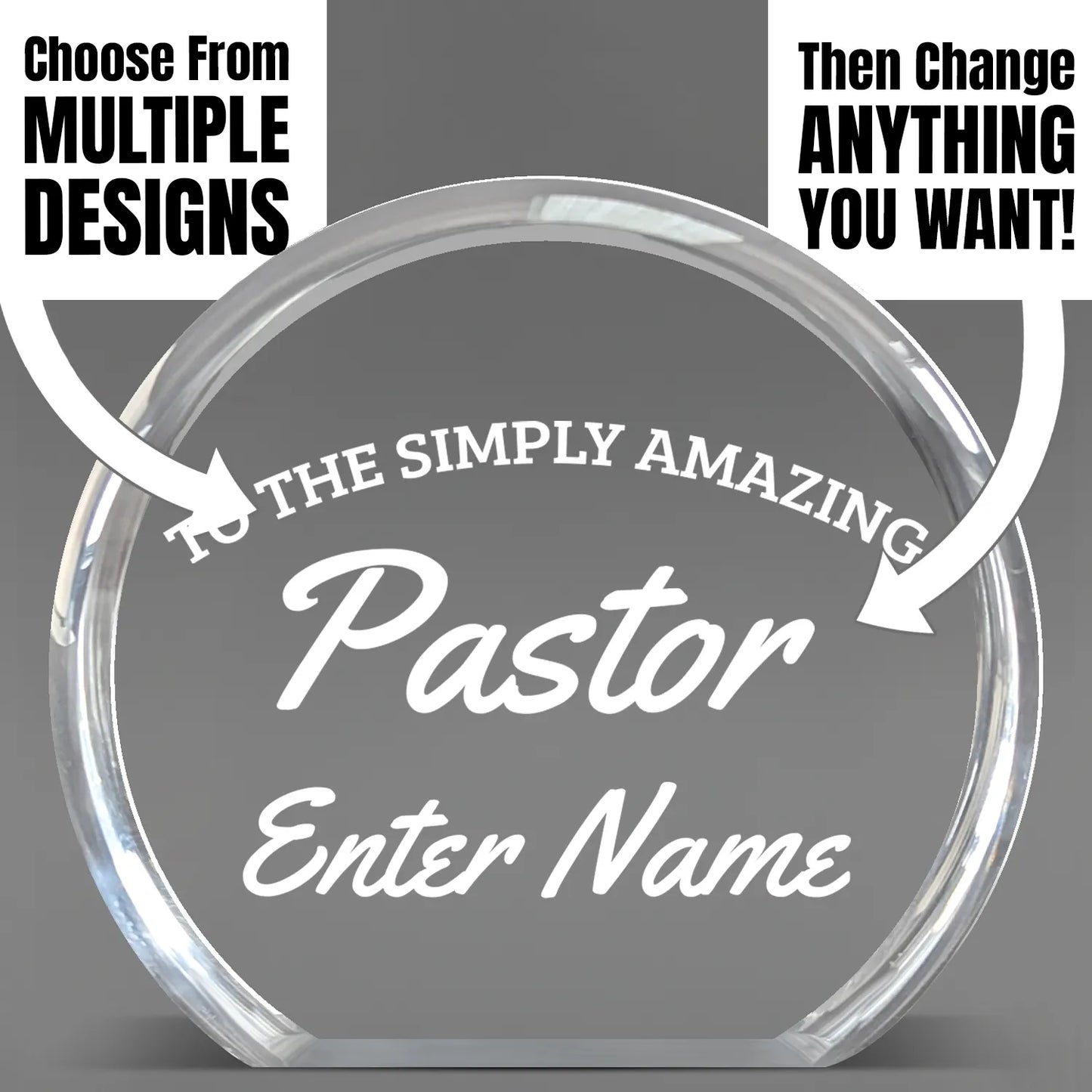 Church Awards - Clear Round Acrylic Awards - Personalize Online – Choose From 5 Designs