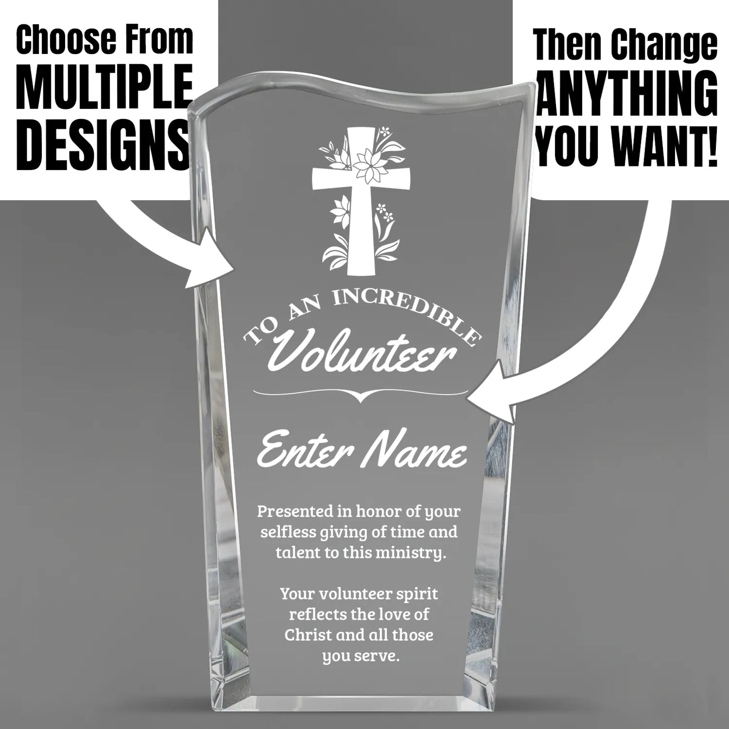 Church Awards - Clear Crystal Facet Wave Awards - Personalize Online – Choose From 5 Designs