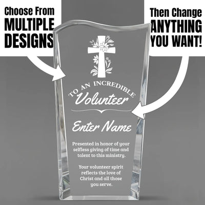 Church Awards - Clear Crystal Facet Wave Awards - Personalize Online – Choose From 5 Designs