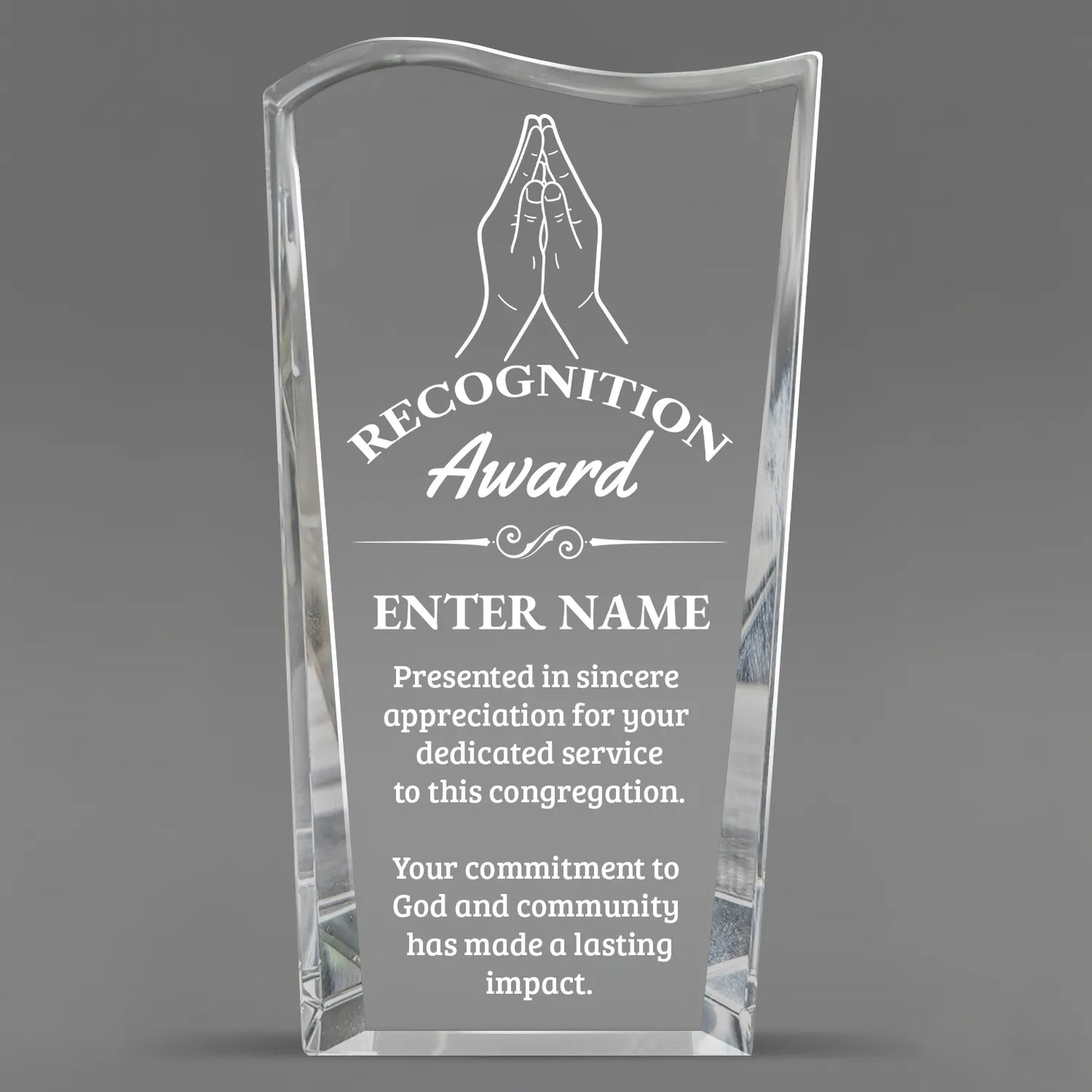 Church Awards - Clear Crystal Facet Wave Awards - Personalize Online – Choose From 5 Designs