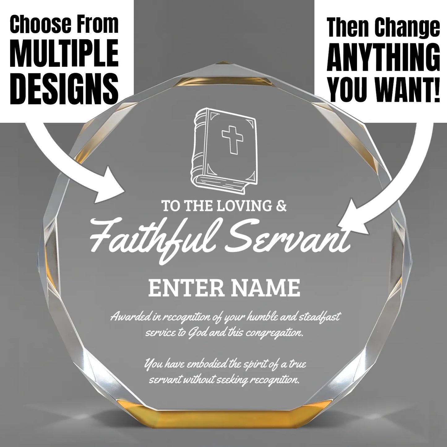 Church Awards - Gold Octagon Acrylic Awards - Personalize Online – Choose From 5 Designs