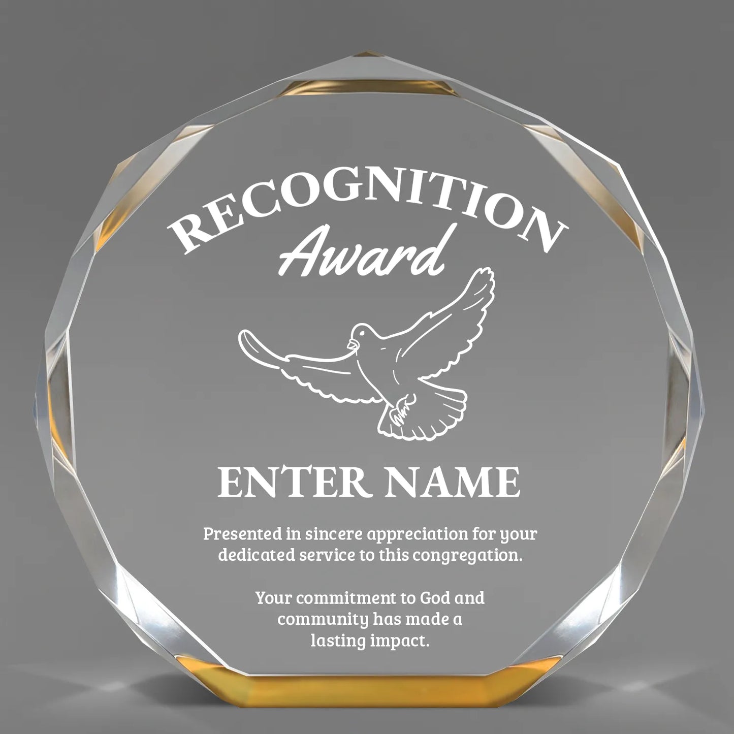 Church Awards - Gold Octagon Acrylic Awards - Personalize Online – Choose From 5 Designs