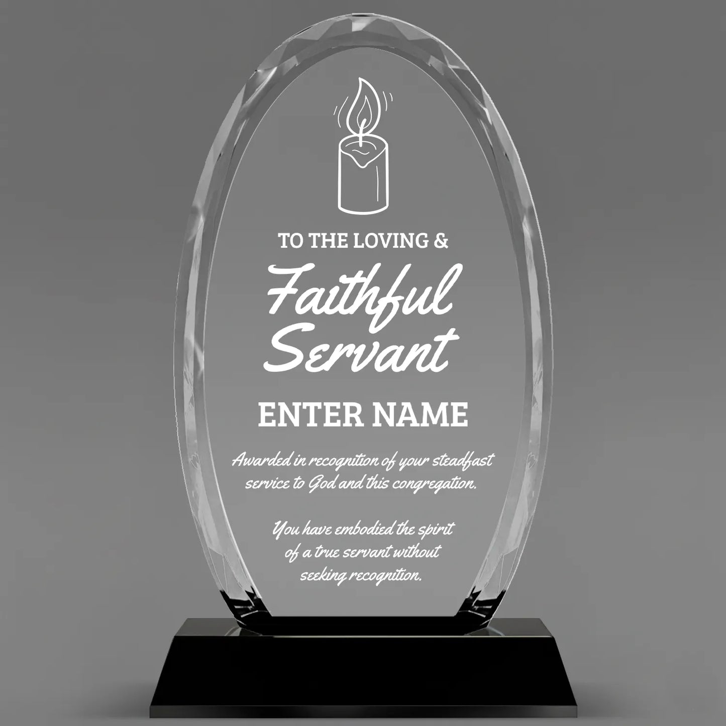 Church Awards - Optical Crystal Glass Oval Facet Awards - Personalize Online – Choose From 5 Designs