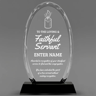 Church Awards - Optical Crystal Glass Oval Facet Awards - Personalize Online – Choose From 5 Designs