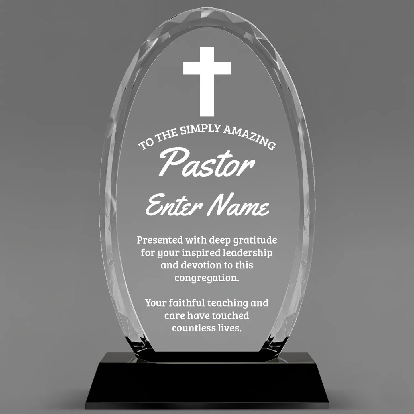 Church Awards - Optical Crystal Glass Oval Facet Awards - Personalize Online – Choose From 5 Designs
