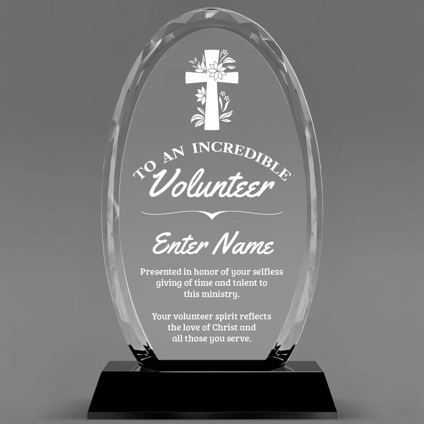 Church Awards - Optical Crystal Glass Oval Facet Awards - Personalize Online – Choose From 5 Designs
